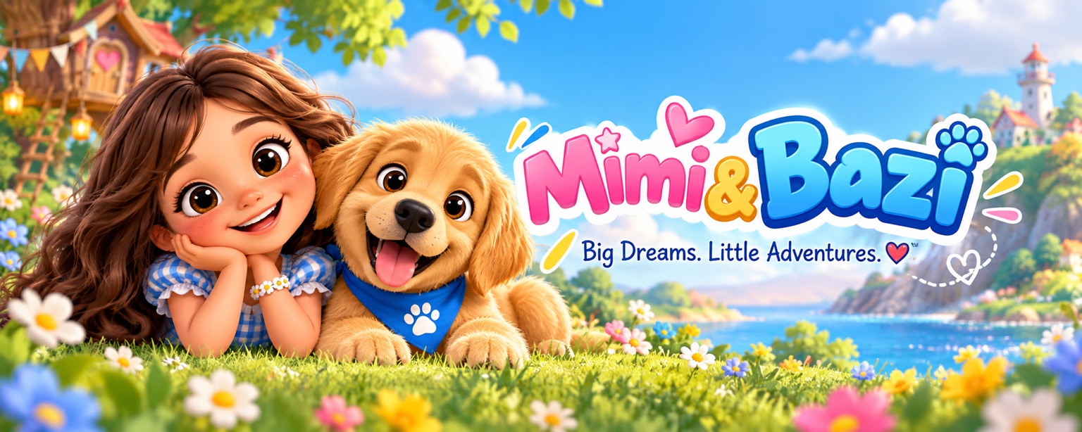 Mimi and Bazi together in a colorful coastal garden — Big Dreams, Little Adventures